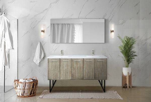 English Elm Rustic Acacia Double Bath Vanity 60” W With Cultured Marble Top, Ample Storage & Soft-Close Hardware B2731P259698-GIGA