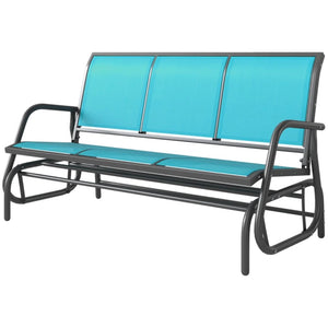 English Elm Outdoor 3 Seat Porch Glider Bench Powder Coated Steel Breathable Mesh Patio Swing T3971P420674