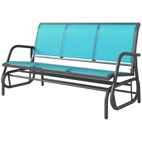 English Elm Outdoor 3 Seat Porch Glider Bench Powder Coated Steel Breathable Mesh Patio Swing T3971P420674