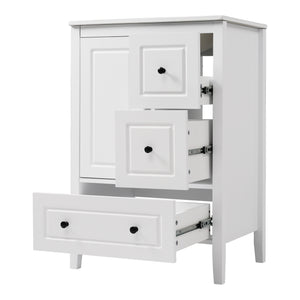 English Elm Christopher Knight Home® - 24 Freestanding Retro Bathroom Vanity with Ceramic Sink, Soft-Close Cabinet & Drawers, Painted MDF Finish White N759P292551K