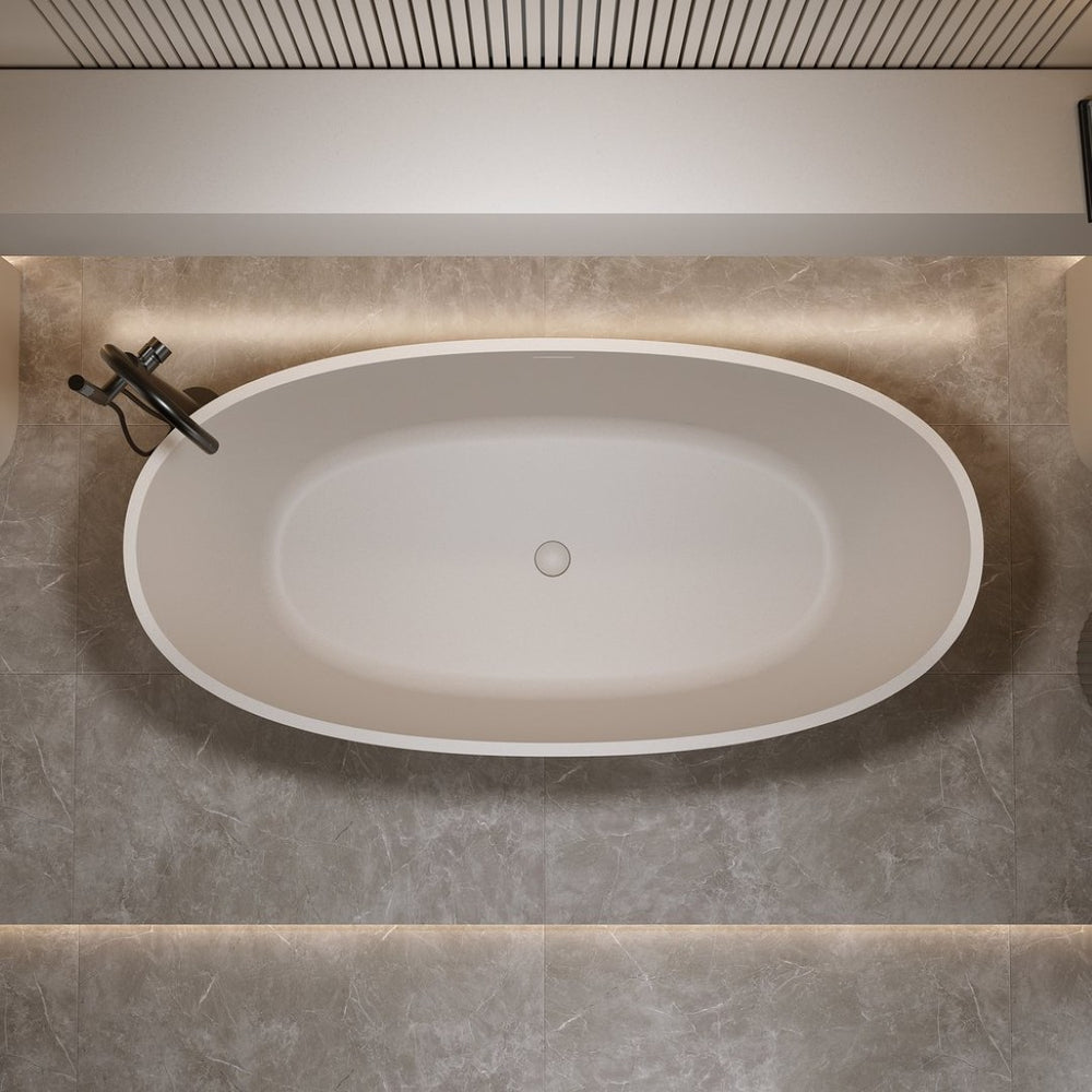 English Elm 67'' Freestanding Resin Stone Soaking Tub Ergonomic Spa Bath with Drain Overflow W2753P416600