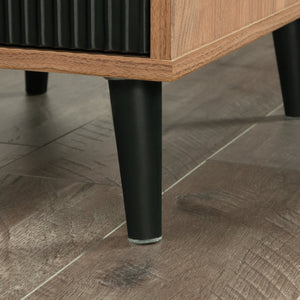 English Elm L-Shaped Desk In Warm Brown Finish - Spacious Workspace With Storage, Cable Management & Style B356P367775