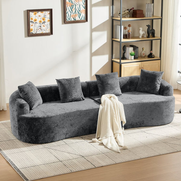 English Elm Curved Chenille Loveseat with Memory Foam Cushions for Compact Living Spaces Grey W2915S00082