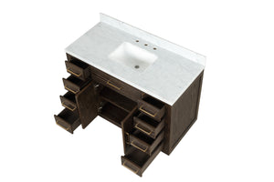 English Elm Brown Oak Single Bath Vanity 48" W X 22" D With Luxurious Carrara Marble Top & Soft-Close Drawers B2731P257691