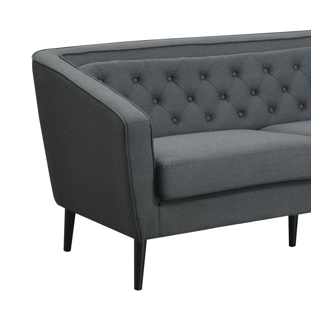 English Elm Mid-Century Gray Loveseat Sofa 3-Seater — Solid Wood Frame, Stain-Resistant Polyester, Spacious Comfort B347P407717