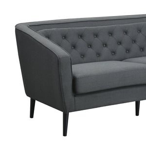 English Elm Mid-Century Gray Loveseat Sofa 3-Seater — Solid Wood Frame, Stain-Resistant Polyester, Spacious Comfort B347P407717
