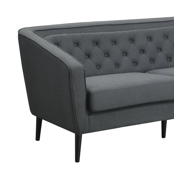 English Elm Mid-Century Gray Loveseat Sofa 3-Seater — Solid Wood Frame, Stain-Resistant Polyester, Spacious Comfort B347P407717