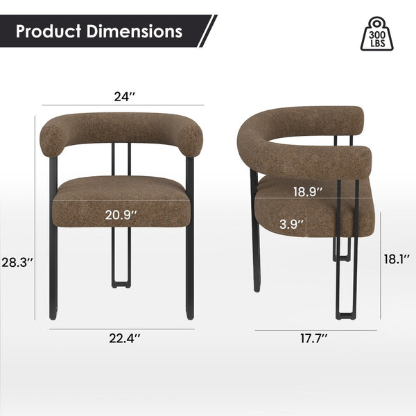 English Elm Counter Height Stools Set of 2 Mid-century Metal Legs Ergonomic Kitchen Island Seating Coffee T3623P432008
