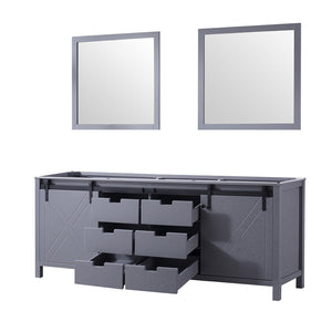 English Elm Dark Grey Double Bath Vanity 84" W x 22" D with Two Sinks, Mirrors & Ample Storage, Fully Assembled B2731S00576