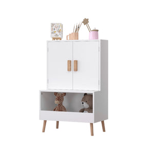 English Elm Kids Wooden Toy Chest with Rolling Drawer and Wheels, 5 cu ft Spacious MDF Storage for Playroom White 26.77 L x 18.31 W x 6.1 H W808P298018