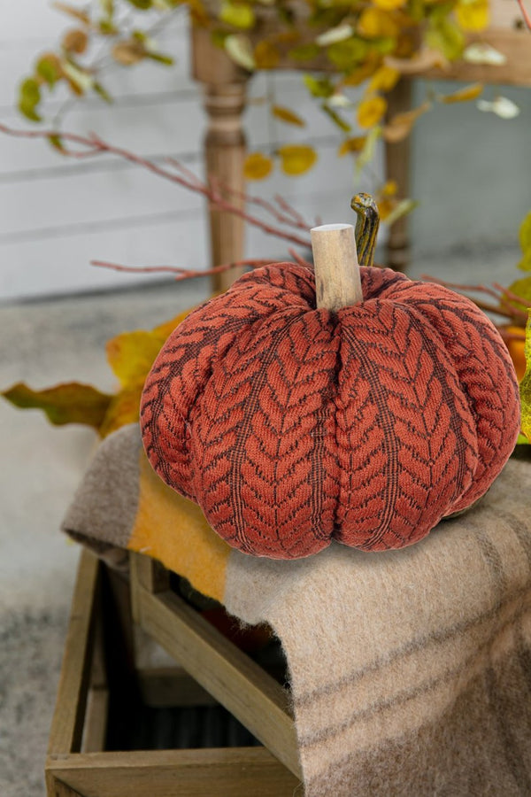 English Elm Set Of 2 Orange Fabric Pumpkins – Cozy Autumn Decor For Thanksgiving, Harvest Festivals & Home Styling W2078P375842-GIGA