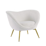 Christopher Knight Home® - Noble House - - Modern Accent Chair For Living Room, Lounge Chair For Bedroom With Gold Metal Legs, Vanity Chair For Makeup Room, Teddy Velvet, Cream White