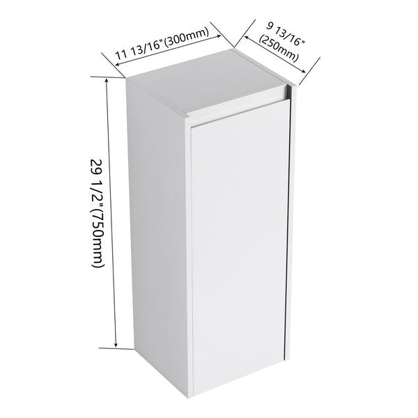 English Elm 12" Bathroom Side Cabinet - Space-Saving Wall-Mount Design With Soft-Close Doors & Modern Style W999P248644