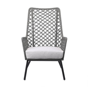 English Elm Marco Rope Weave Steel Lounge Chair Handcrafted for Outdoor Patio or Living Room B2736P464888