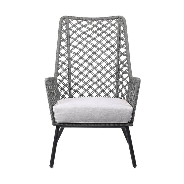 English Elm Marco Rope Weave Steel Lounge Chair Handcrafted for Outdoor Patio or Living Room B2736P464888