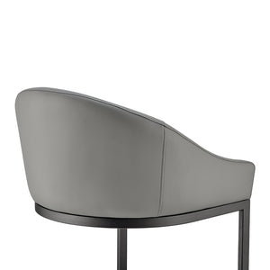 English Elm Ambrie Cantilever Bar Stool in Gray Faux Leather with Black Metal Frame, Durable 400lb Capacity B2736P354286