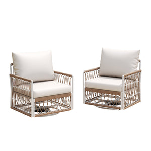 English Elm Christopher Knight Home® - [Set Of 2] 360° Swivel Bohemian Lounge Chairs - Handwoven Rope, Waterproof Cushions, Stylish Patio Comfort N767P306733B