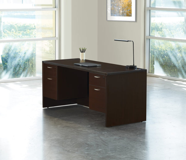 OSP Home Furnishings Napa Kneespace Credenza Modern Executive Office Storage with Adjustable Shelves Espresso NAPESP-TYP5
