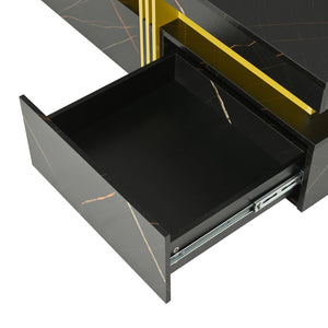 English Elm Modern Black Gold Square Storage Coffee Table with 4 Drawers, MDF Pedestal, Luxe Accent & 800lb Top Capacity CH306808AAB