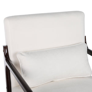 English Elm Mid Century Modern Accent Chair Solid Rubberwood Frame Lumbar Pillow Beige Living Room W2989P426360