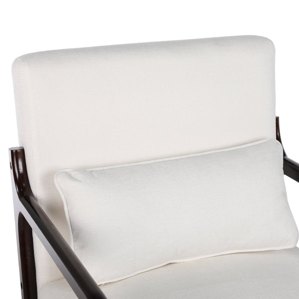 English Elm Mid Century Modern Accent Chair Solid Rubberwood Frame Lumbar Pillow Beige Living Room W2989P426360