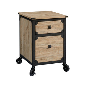 English Elm File Pedestal Rolling Cabinet Dark Oak Finish Metal Frame Home Office Storage B356P354489