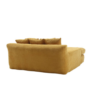 English Elm COOLMORE Chenille 2-Seater Lazy Sofa with 5 Supportive Back Pillows, Deep Seat Couch for Lounge Mustard yellow W395P197934
