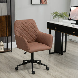 English Elm Vinsetto Stylish Mid Back Office Chair With Adjustable Height, Padded Armrests & Diamond Design, Brown W2225P229591-GIGA