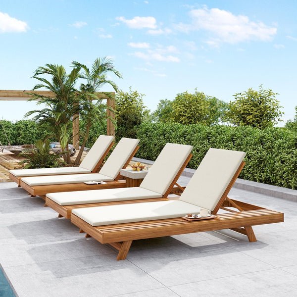 English Elm Christopher Knight Home® - Lounge Chaise Set - Stylish Acacia Wood, Water-Resistant Cushions, Adjustable Comfort For Outdoors! N770P253442T_N770P253018C