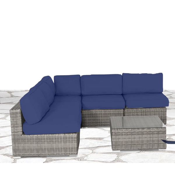 English Elm Fully Assembled 6-Piece Modular Wicker Patio Furniture Set With Cushions For Relaxing Outdoors B120S00094