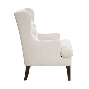English Elm 1Pc Accent Chair - Elegant Button-Tufted Beige Upholstery With Foam Cushion For Stylish Comfort B011P287706