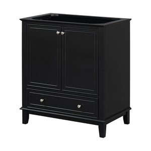 English Elm 30" Matte Black Bathroom Vanity Base Solid Wood Frame Mdf Storage Cabinet Modern N725P186143B