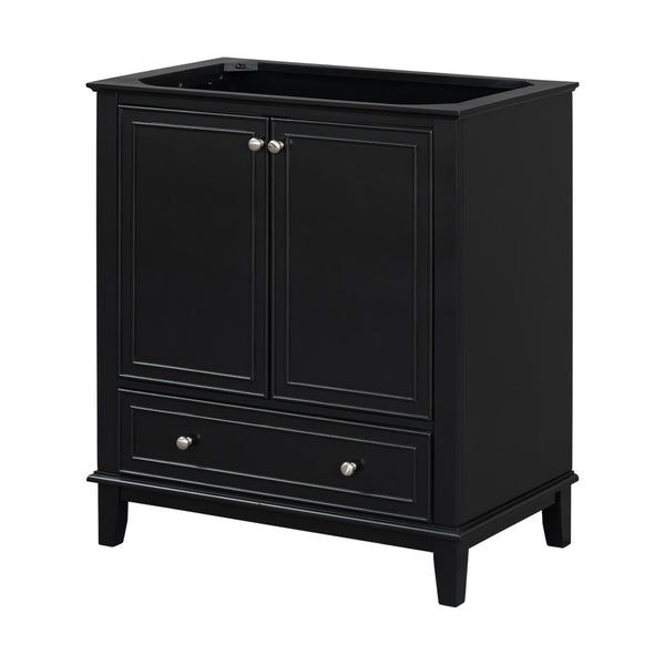 English Elm 30" Matte Black Bathroom Vanity Base Solid Wood Frame Mdf Storage Cabinet Modern N725P186143B
