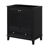 English Elm 30" Bathroom Vanity Without Sink, Base Only, Multi-Functional Bathroom Cabinet With Doors and Drawer, Solid Frame and Mdf Board, Black