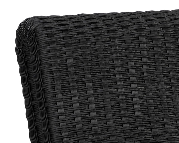 Sunpan EDESSA Dining Chair - Stylish Black Wicker Design for Outdoor Spaces, Durable Aluminum Frame, Modern Curves 111678