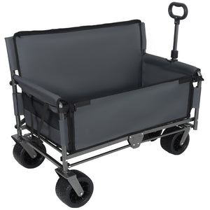 English Elm 3-in-1 Convertible Folding Utility Wagon with Bench Seat Carbon Steel Heavy Duty Gray W2932P312717