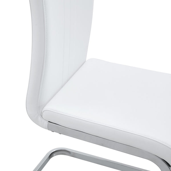 English Elm Set of 2 Gloss Pu Bow-back Dining Chairs with Ergonomic Curved Support for Modern Lofts White W1512P491841