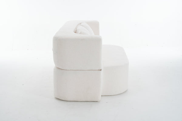 English Elm 3 Seater Convertible Sofa Bed with Chenille Upholstery and High-Density Sponge for Superior Comfort and Support Ivory T3903P379836