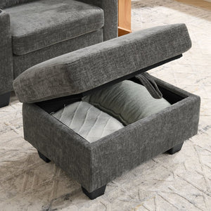 English Elm Single Chenille Manual Recliner with Usb Port Hidden Storage Ottoman and Cup Holders Gray W487P423648