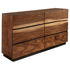 English Elm Beverly Queen Bedroom Set with Live Edge Headboard Walnut Veneer Floating Base B062S01708