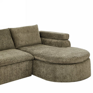 English Elm 106" L-shaped Sectional Sofa Modular Chaise Lounge Neutral Fabric Living Room Olive Green N771P396321L_N771P396322L