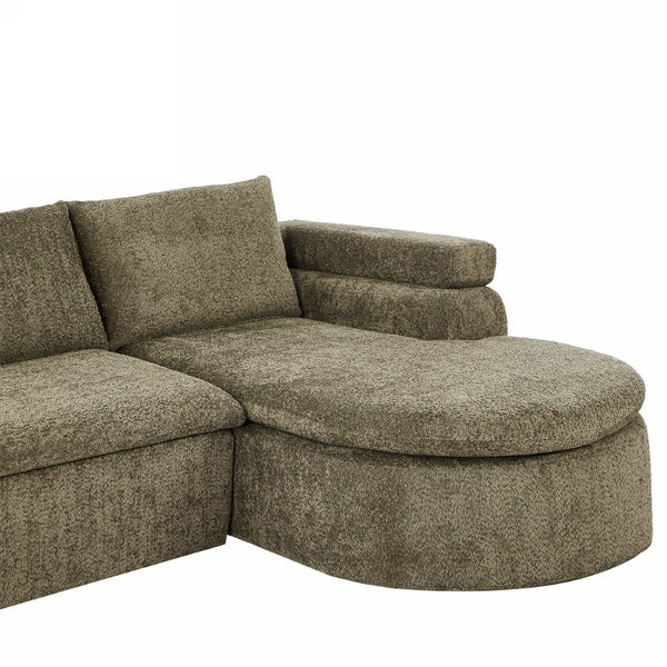 English Elm 106" L-shaped Sectional Sofa Modular Chaise Lounge Neutral Fabric Living Room Olive Green N771P396321L_N771P396322L