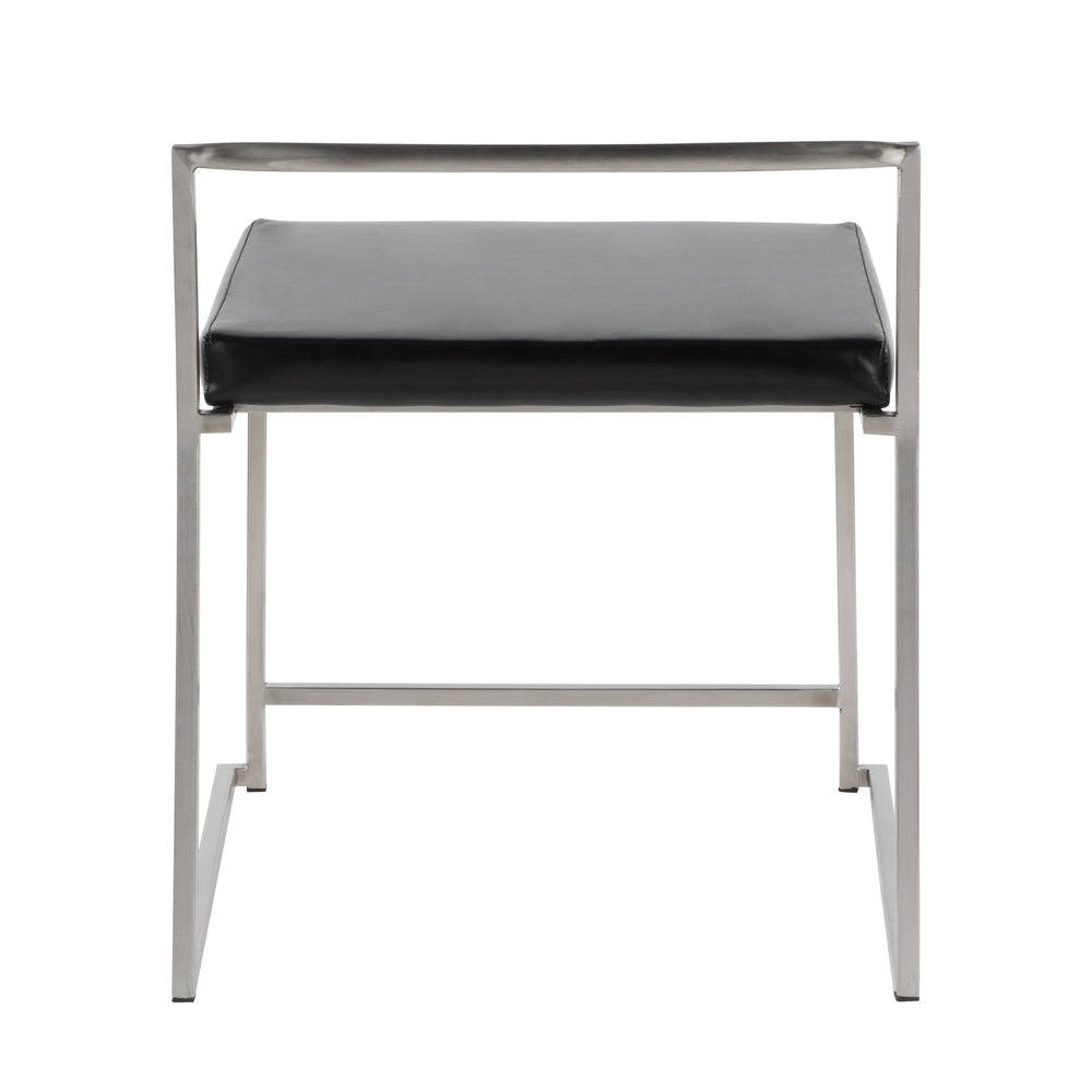 English Elm Fuji Extra-Wide Stackable Dining Chairs in Black Faux Leather by LumiSource - Modern Comfort Set of 2 B202P223536