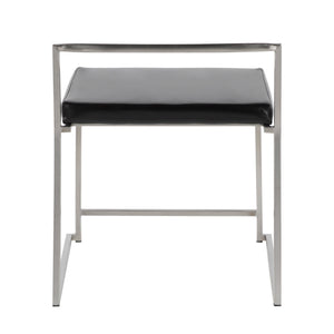 English Elm Fuji Extra-Wide Stackable Dining Chairs in Black Faux Leather by LumiSource - Modern Comfort Set of 2 B202P223536