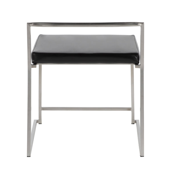 English Elm Fuji Extra-Wide Stackable Dining Chairs in Black Faux Leather by LumiSource - Modern Comfort Set of 2 B202P223536