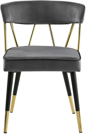 English Elm Glam Velvet Dining Chair Set of 2 with Gold Trim, Padded Foam Seat Upholstered Side Chairs for Home Decor Gray 35 L x 23 W x 20 H B011P353082