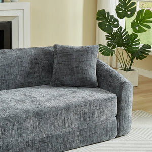 English Elm 87-inch Curved Chenille Convertible Sofa Recliner Bed with Pull-out Base for Living Room Grey W3505P452805