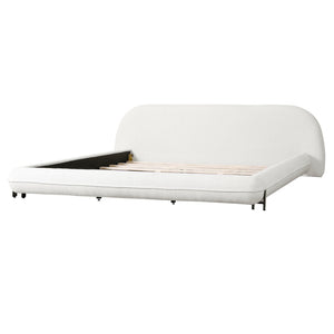 English Elm California King Boucle Platform Bed Curved Sculpted Frame Padded Headboard Bedroom N757C387448W