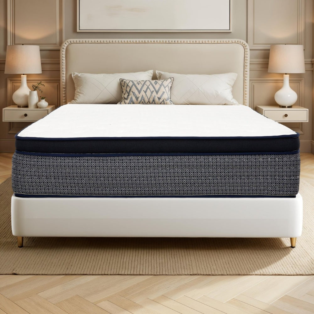 English Elm 14 Inch Cooling Hybrid Mattress Gel Foam Pocket Coils Euro Top Medium Firm Queen B011P474212