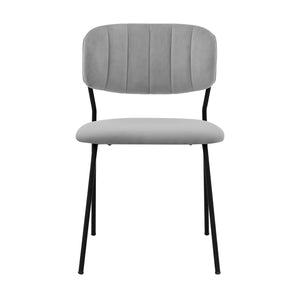 English Elm Lurelle Gray Velvet Dining Chairs Set of 2 — Luxurious Spill‑Resistant Upholstery, Metal Legs, 250 lb Capacity B2736P354332